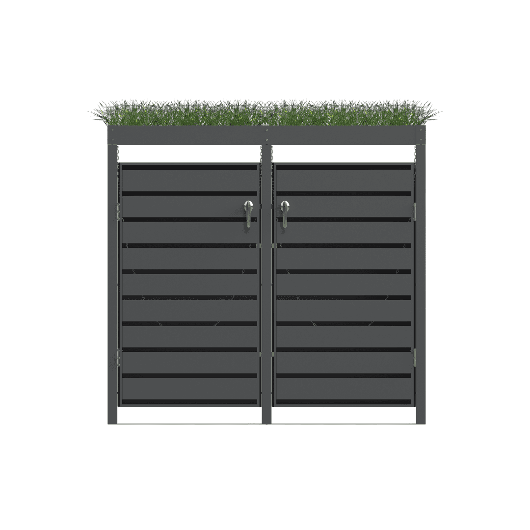 Double Bin Storage with Planter – Charcoal - Image 3