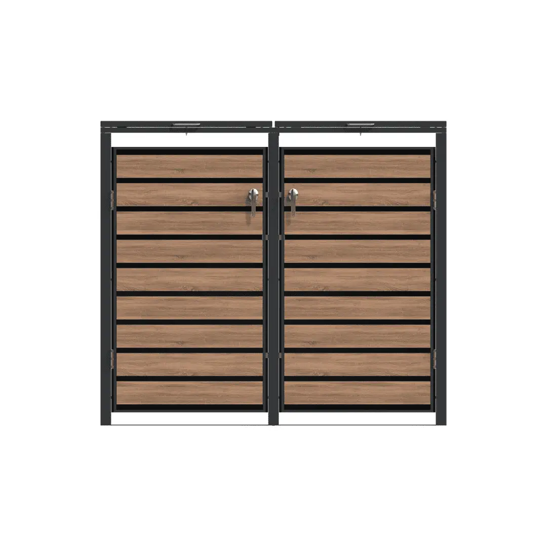 Double Bin Storage with Lid – Woodgrain & Charcoal - Image 2