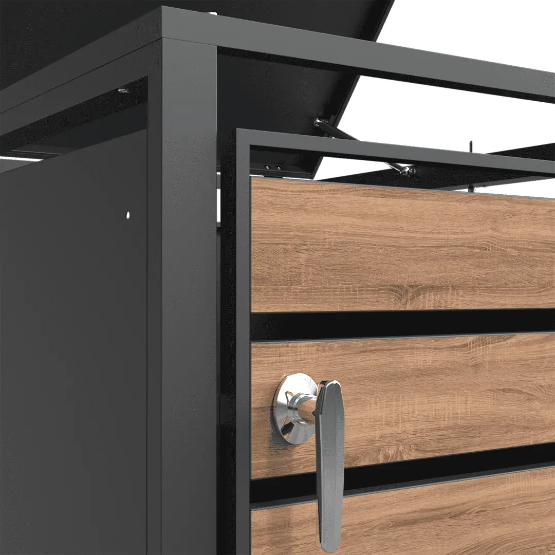 Quadruple Bin Storage with Lid – Woodgrain & Charcoal - Image 4