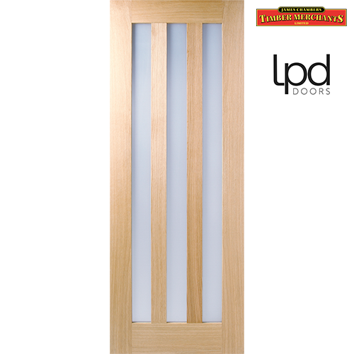 LPD Pre-finished Oak Utah Glazed 3L Frosted Internal Door