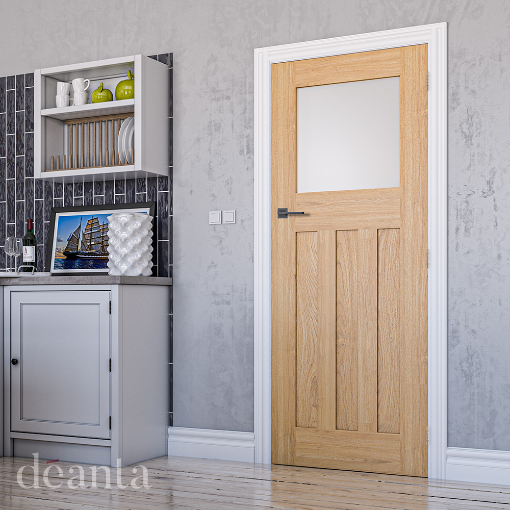 Deanta Cambridge Unfinished Oak Obscure Glazed Door - Image 2